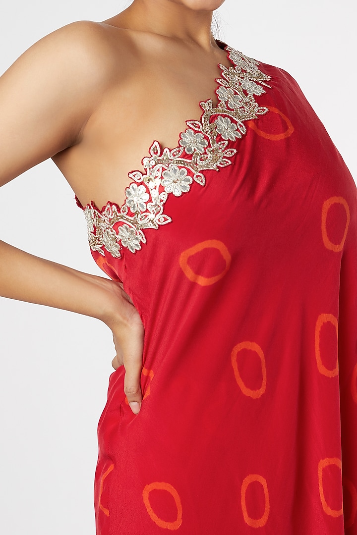 Red Polka Dot Printed Cape Set by Nupur Kanoi at Pernia's Pop Up Shop
